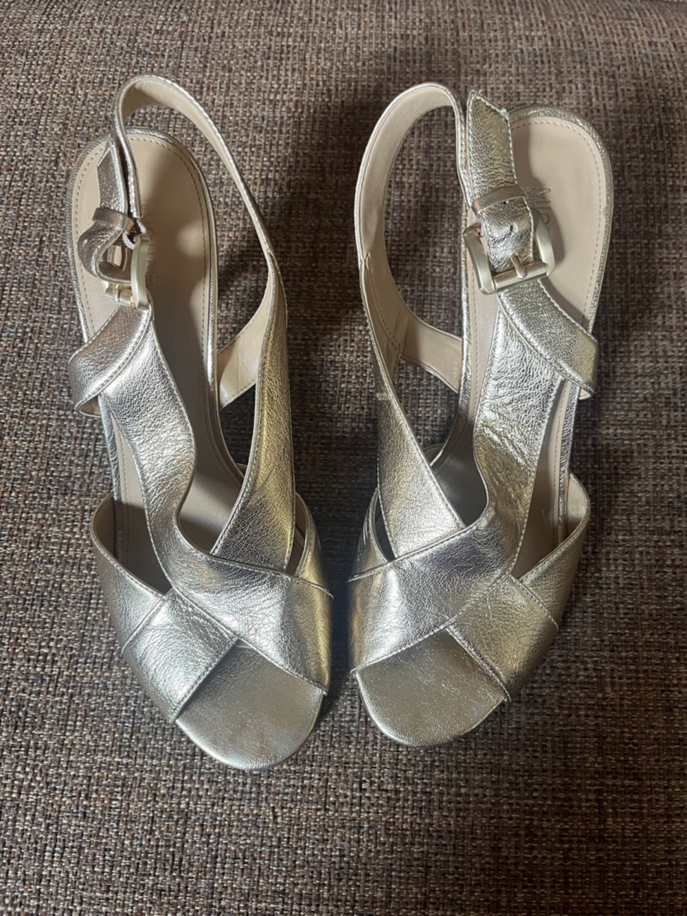 Michael Kors Metallic Gold Leather Slingback Sandals